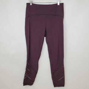 Lululemon Leggings Womens 10 Motionful 7/8 25" Black Cherry Purple Yoga Run Gym
